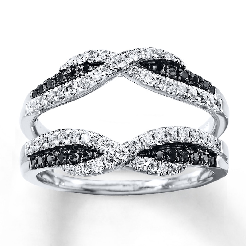 Main Image 1 of Now + Forever Black & White Diamonds 1/2 ct tw Enhancer Ring 14K White Gold