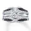 Thumbnail Image 3 of Black & White Diamonds 1/2 ct tw Enhancer Ring 14K White Gold