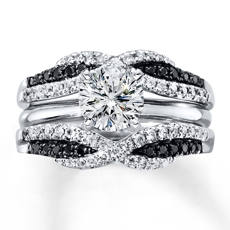 Main Image 4 of Now + Forever Black & White Diamonds 1/2 ct tw Enhancer Ring 14K White Gold