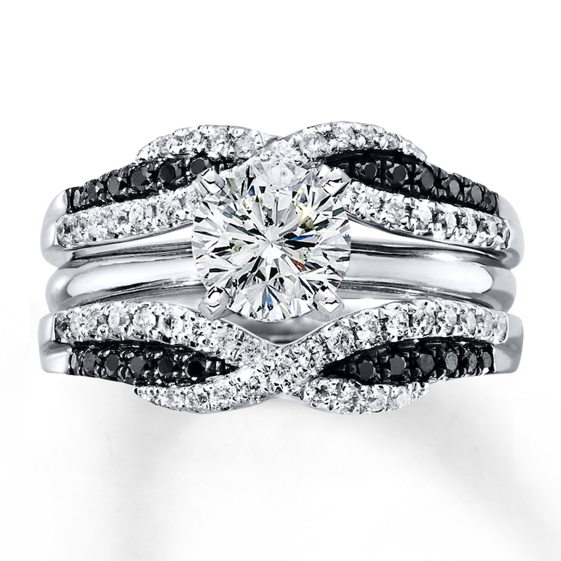 Black & White Diamonds 1/2 ct tw Enhancer Ring 14K White Gold