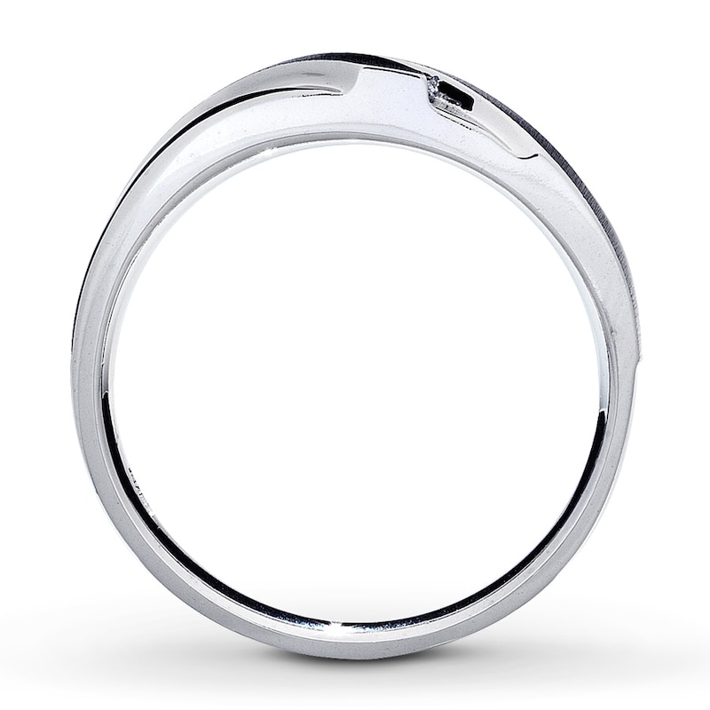 Men's Wedding Band 1/10 ct tw Diamonds Round-cut 10K White Gold