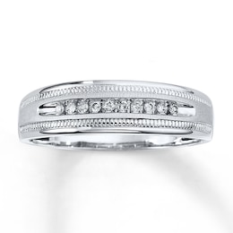 Men's Diamond Band 1/10 ct tw Round-cut 10K White Gold