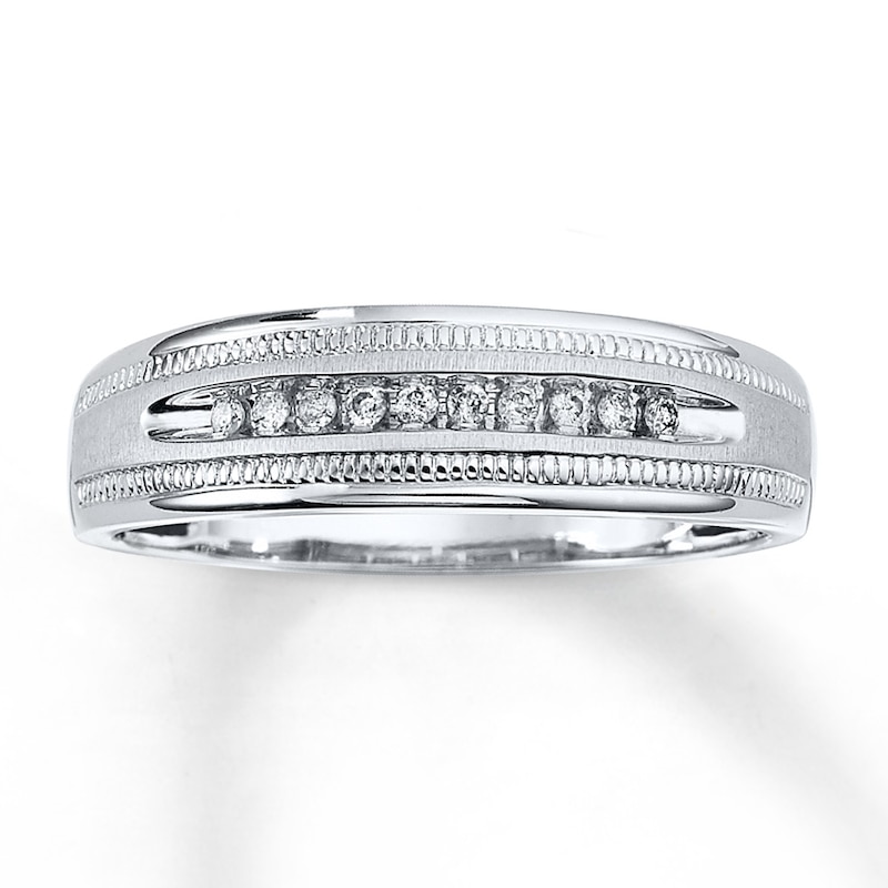 Men's Diamond Band 1/10 ct tw Round-cut 10K White Gold