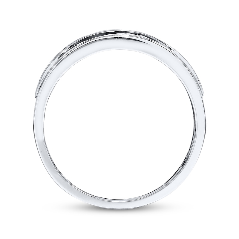 Main Image 3 of Men's Diamond Band 1/2 ct tw Round-cut 10K White Gold