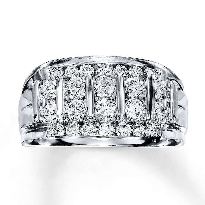 Men's Diamond Band 1-1/2 ct tw Round-cut 14K White Gold