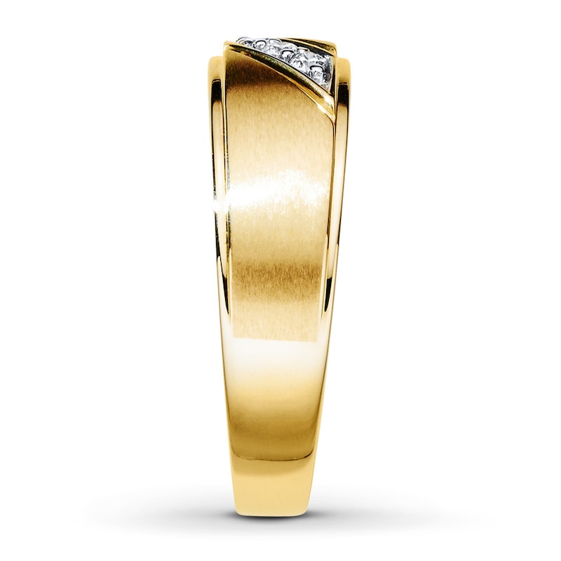 Main Image 3 of Men's Diamond Wedding Band 1/10 ct tw 10K Yellow Gold