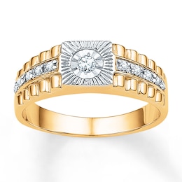 Now + Forever Men's Diamond Band 1/6 ct tw Round-cut 10K Two-Tone Gold
