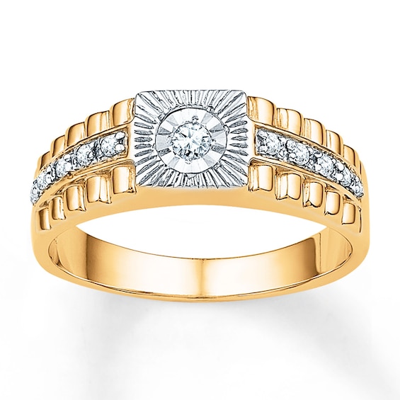 Now + Forever Men's Diamond Band 1/6 ct tw Round-cut 10K Two-Tone Gold