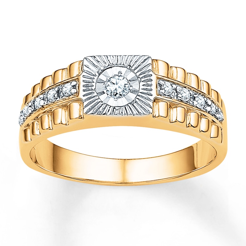Main Image 1 of Now + Forever Men's Diamond Band 1/6 ct tw Round-cut 10K Two-Tone Gold