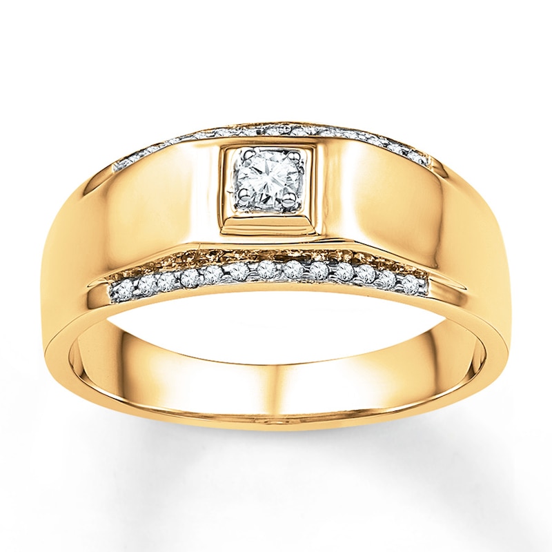 Main Image 1 of Now + Forever Men's Wedding Band 1/6 ct tw Diamonds 10K Yellow Gold