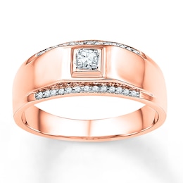 Now + Forever Men's Wedding Band 1/6 ct tw Diamonds 10K Rose Gold