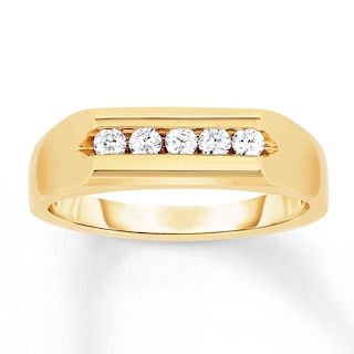 Men's 6.25mm Wedding Ring 1/4 ct tw Diamonds 14K Yellow Gold | Kay