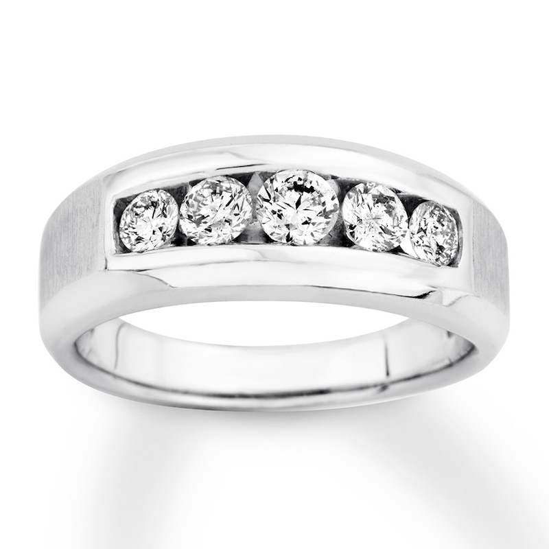 Men's Diamond Wedding Band 1/2 ct tw Round-cut 10K White Gold