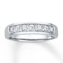 Now + Forever Men's Wedding Band 1/4 ct tw Diamonds 10K White Gold