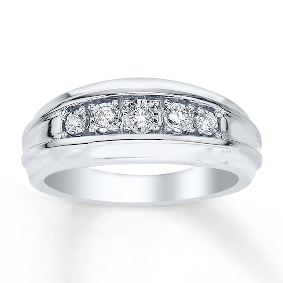Now + Forever Men's Wedding Ring 1/5 ct tw Diamonds 10K White Gold