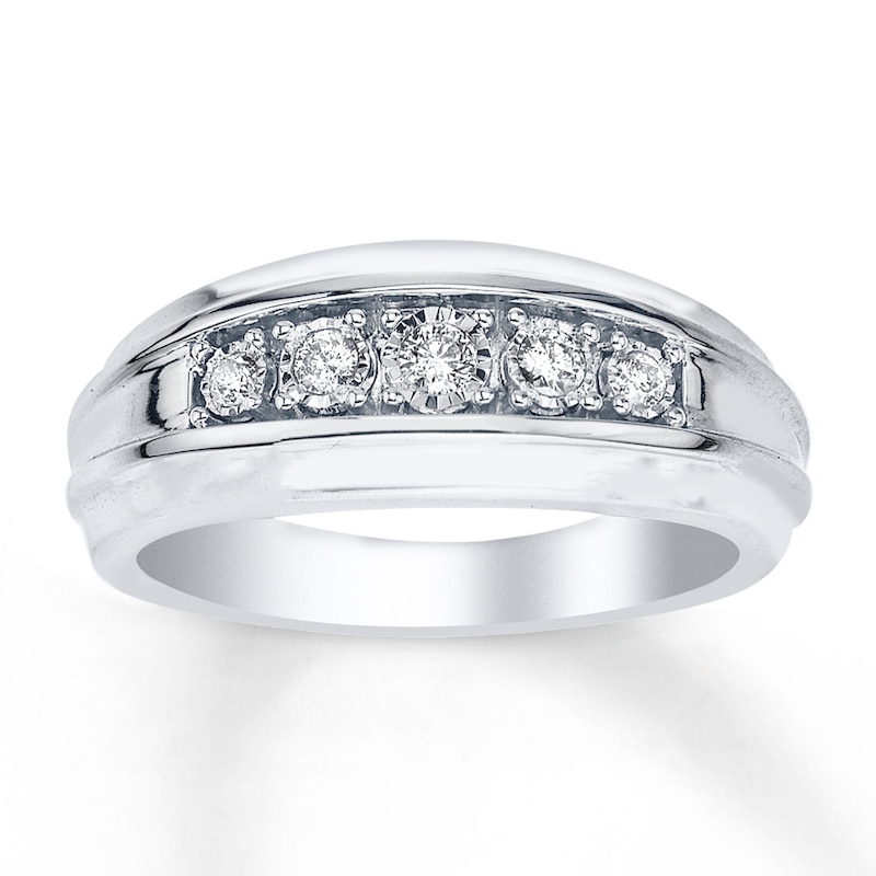 Main Image 1 of Now + Forever Men's Wedding Ring 1/5 ct tw Diamonds 10K White Gold