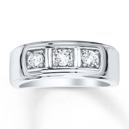Now + Forever Men's Wedding Band 1/5 ct tw Diamonds 10K White Gold