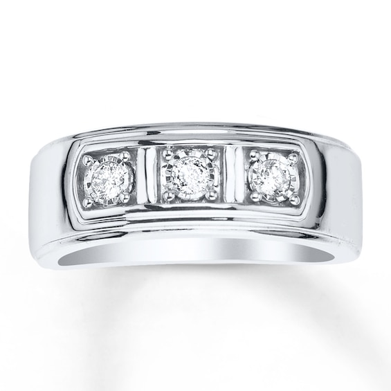 Now + Forever Men's Wedding Band 1/5 ct tw Diamonds 10K White Gold