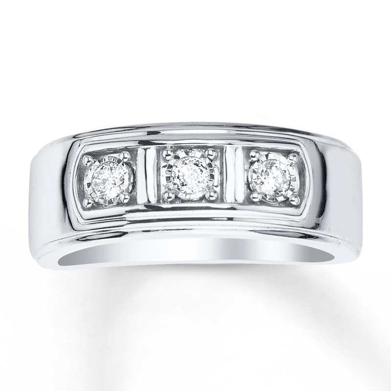 Main Image 1 of Now + Forever Men's Wedding Band 1/5 ct tw Diamonds 10K White Gold