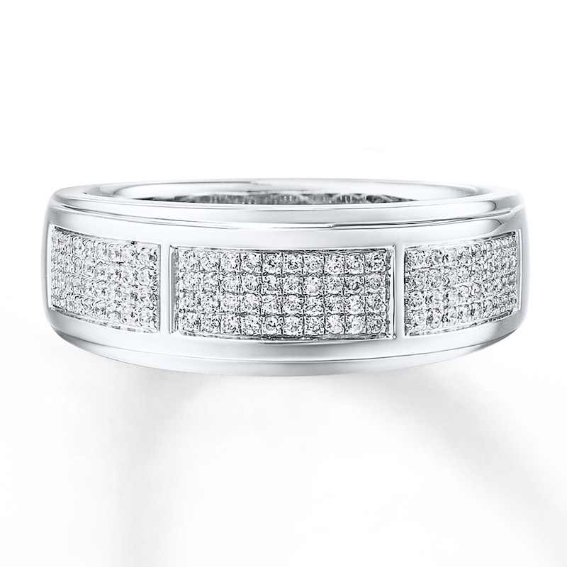 Men's Diamond Band 1/3 ct tw Round-cut 10K White Gold