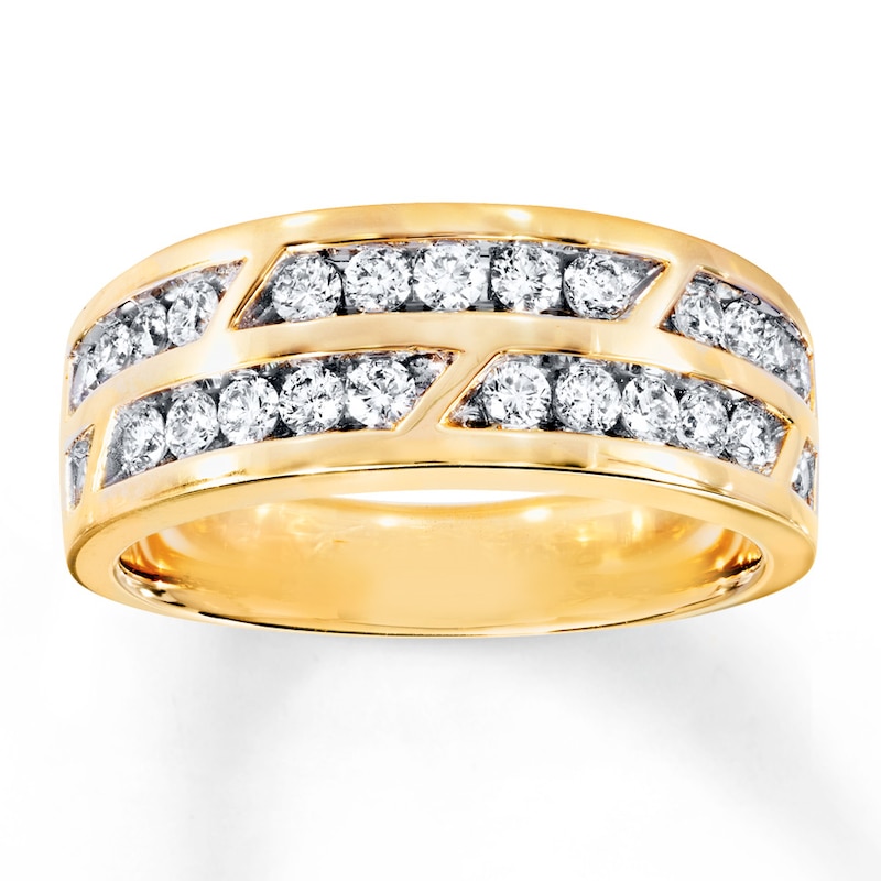 Main Image 1 of Men's Wedding Band 1 ct tw Diamonds 14K Yellow Gold