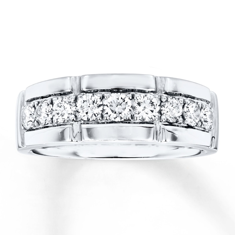 Men's Wedding Band 1 ct tw Diamonds 14K White Gold