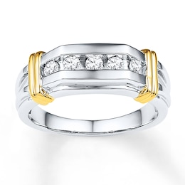 Now + Forever Men's Wedding Band 3/8 ct tw Diamonds 10K Two-Tone Gold