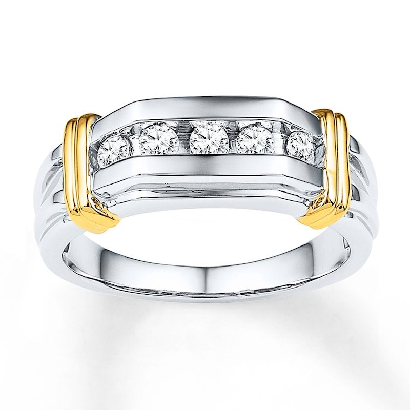 Main Image 1 of Now + Forever Men's Wedding Band 3/8 ct tw Diamonds 10K Two-Tone Gold