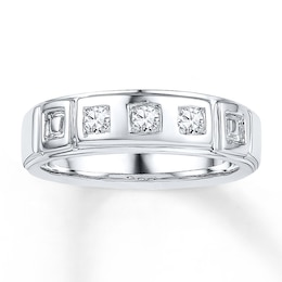 Now + Forever Men's Wedding Band 1/5 ct tw Diamonds 10K White Gold