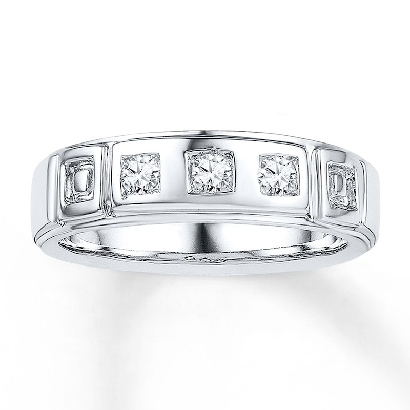 Main Image 1 of Now + Forever Men's Wedding Band 1/5 ct tw Diamonds 10K White Gold