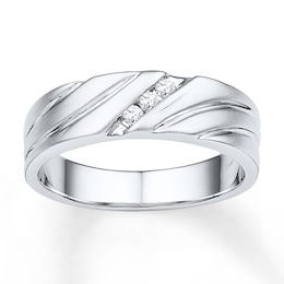 Now + Forever Men's Wedding Band 1/10 ct tw Diamonds 10K White Gold