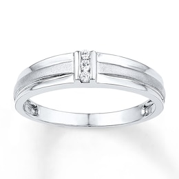 Now + Forever Men's Wedding Band 1/20 ct tw Diamonds 10K White Gold