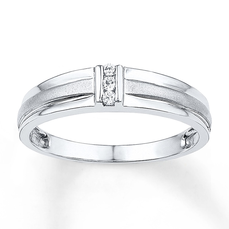 Main Image 1 of Now + Forever Men's Wedding Band 1/20 ct tw Diamonds 10K White Gold