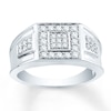 Thumbnail Image 0 of Men's Diamond Ring 1/2 ct tw Round-cut 10K White Gold