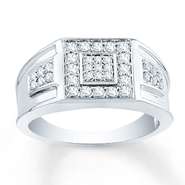 Now + Forever Men's Diamond Ring 1/2 ct tw Round-cut 10K White Gold