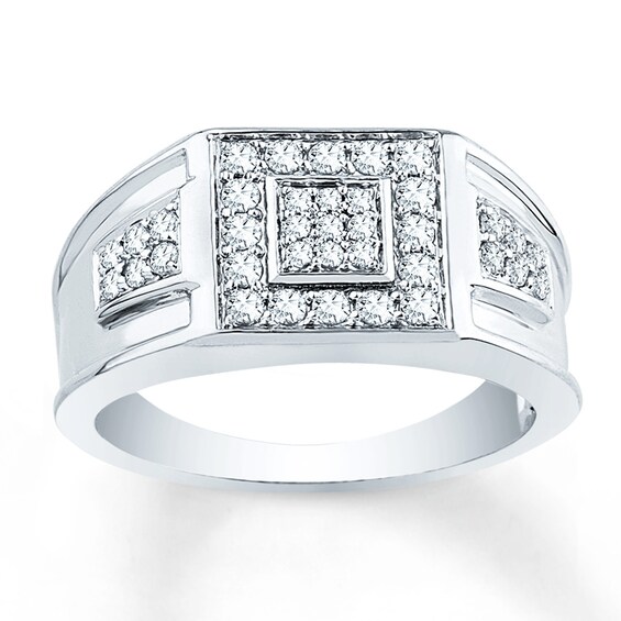 Now + Forever Men's Diamond Ring 1/2 ct tw Round-cut 10K White Gold