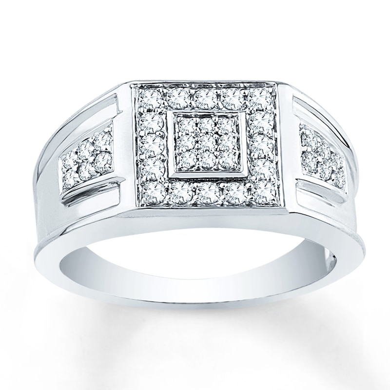 Main Image 1 of Now + Forever Men's Diamond Ring 1/2 ct tw Round-cut 10K White Gold