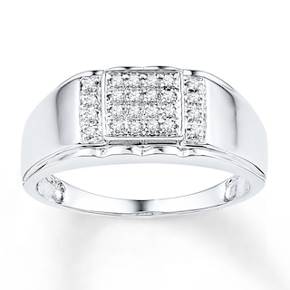 Men's Diamond Ring 1/8 carat tw 10K White Gold | Kay