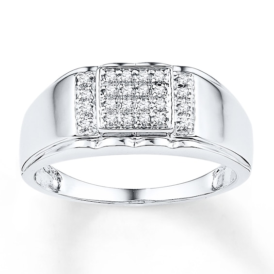 Now + Forever Men's Diamond Ring 1/8 carat tw 10K White Gold