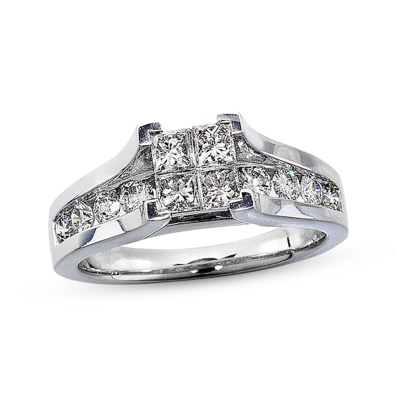 Diamond Engagement Ring 1-1/5 ct tw Princess-cut 14K White Gold
