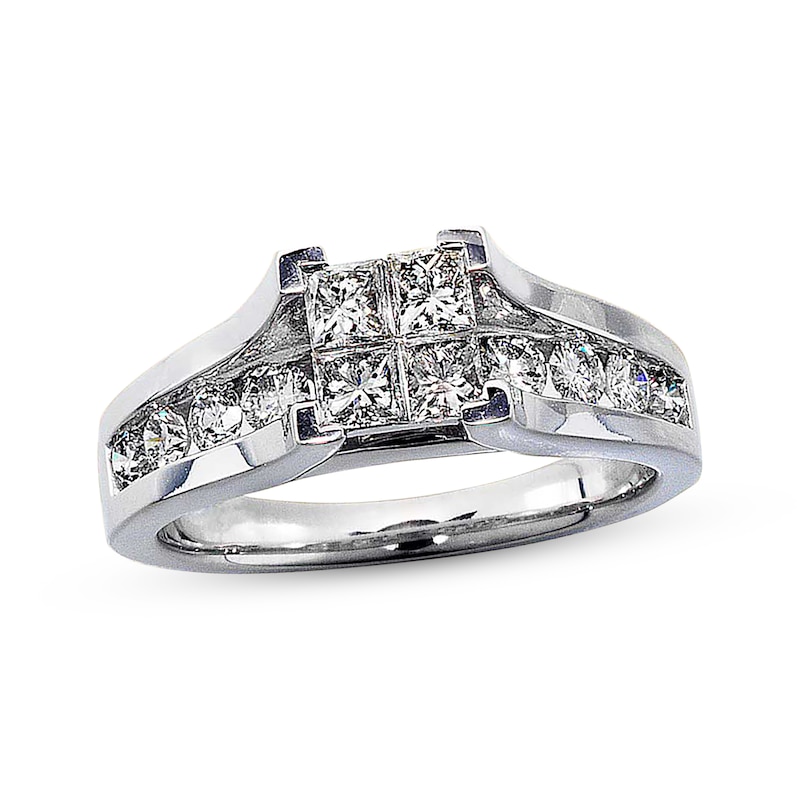 Main Image 1 of Diamond Engagement Ring 1-1/5 ct tw Princess-cut 14K White Gold