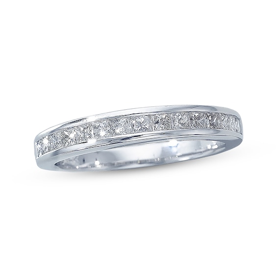 Diamond Wedding Band 3/4 ct tw Princess-cut 14K White Gold