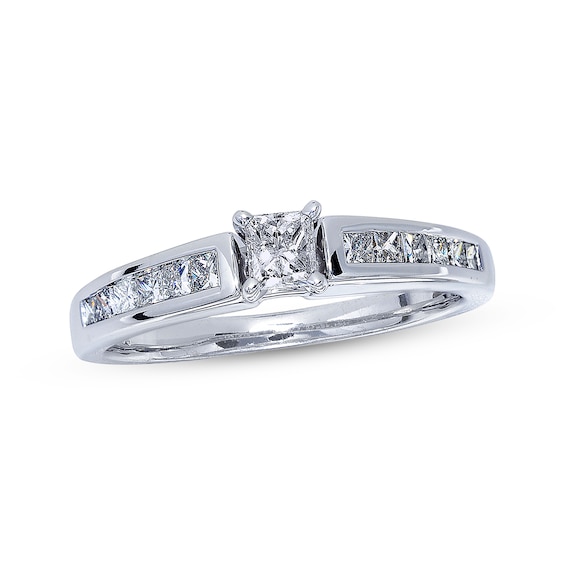 Diamond Engagement Ring 5/8 ct tw Princess-cut 14K White Gold