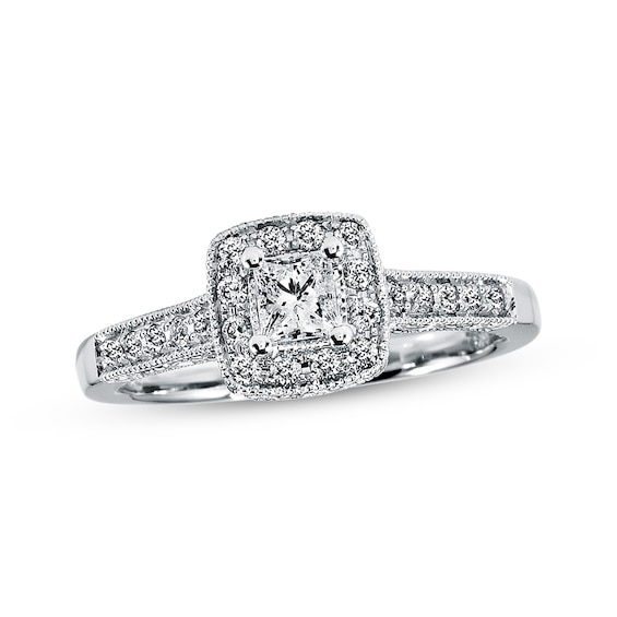 Diamond Engagement Ring 1/2 ct tw Princess-Cut 14K White Gold