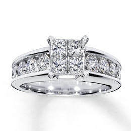 Now + Forever Princess-Cut Diamond Engagement Ring 1-3/4 ct tw 14K White Gold