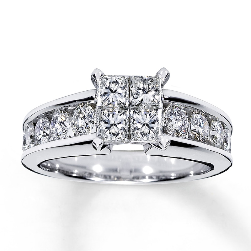 Princess-Cut Diamond Engagement Ring 1-3/4 ct tw 14K White Gold