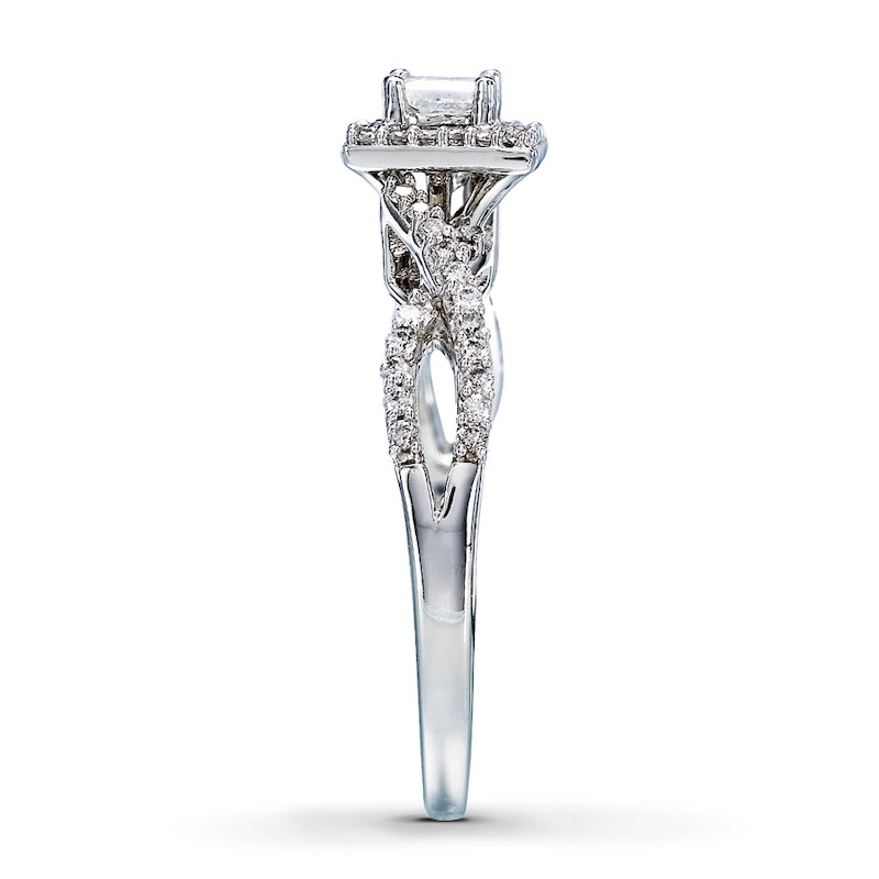 Main Image 3 of Diamond Engagement Ring 1/2 ct tw Princess-cut 14K White Gold