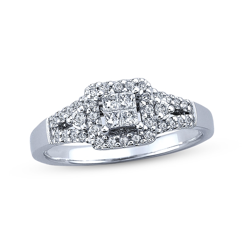 Main Image 1 of Multi-Diamond Engagement Ring 1/3 ct tw 10K White Gold