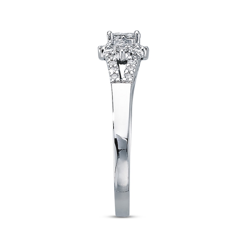 Main Image 2 of Multi-Diamond Engagement Ring 1/3 ct tw 10K White Gold