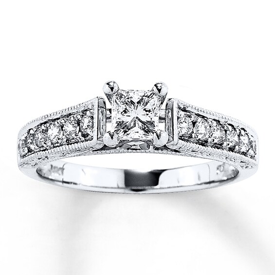 Diamond Engagement Ring 3/4 ct tw Princess-cut 14K White Gold